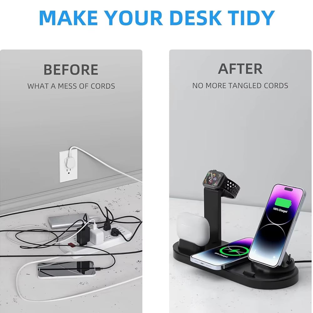 ChargeHub™ Pro 4-in-1 Wireless Dock – One Stand. Total Power. Zero Clutter